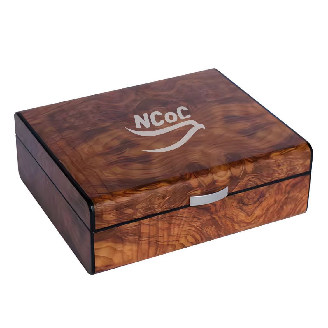 Laser Engraved Walnut and Oak Finished Wooden Humidor Drew - Personalized Engraved Gifts