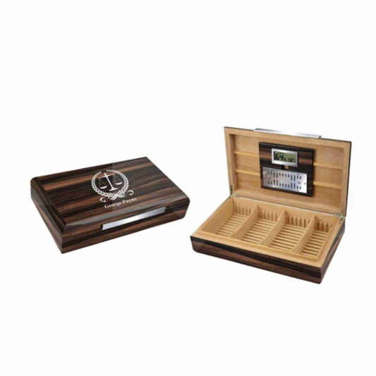 Personalized Lacquer Ebony Finish Humidor ~ Commodore