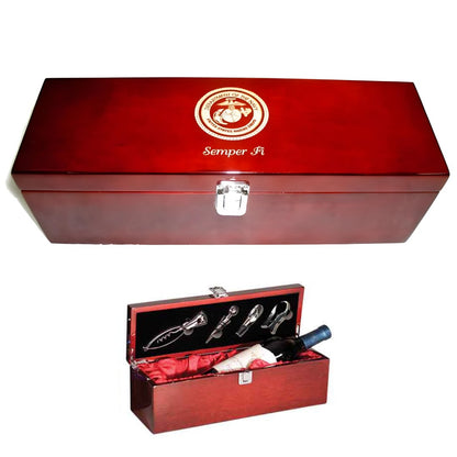 Engraved Wine Gift Box with Tools - High Gloss Piano Finished Wood - Personalized Engraved Gifts