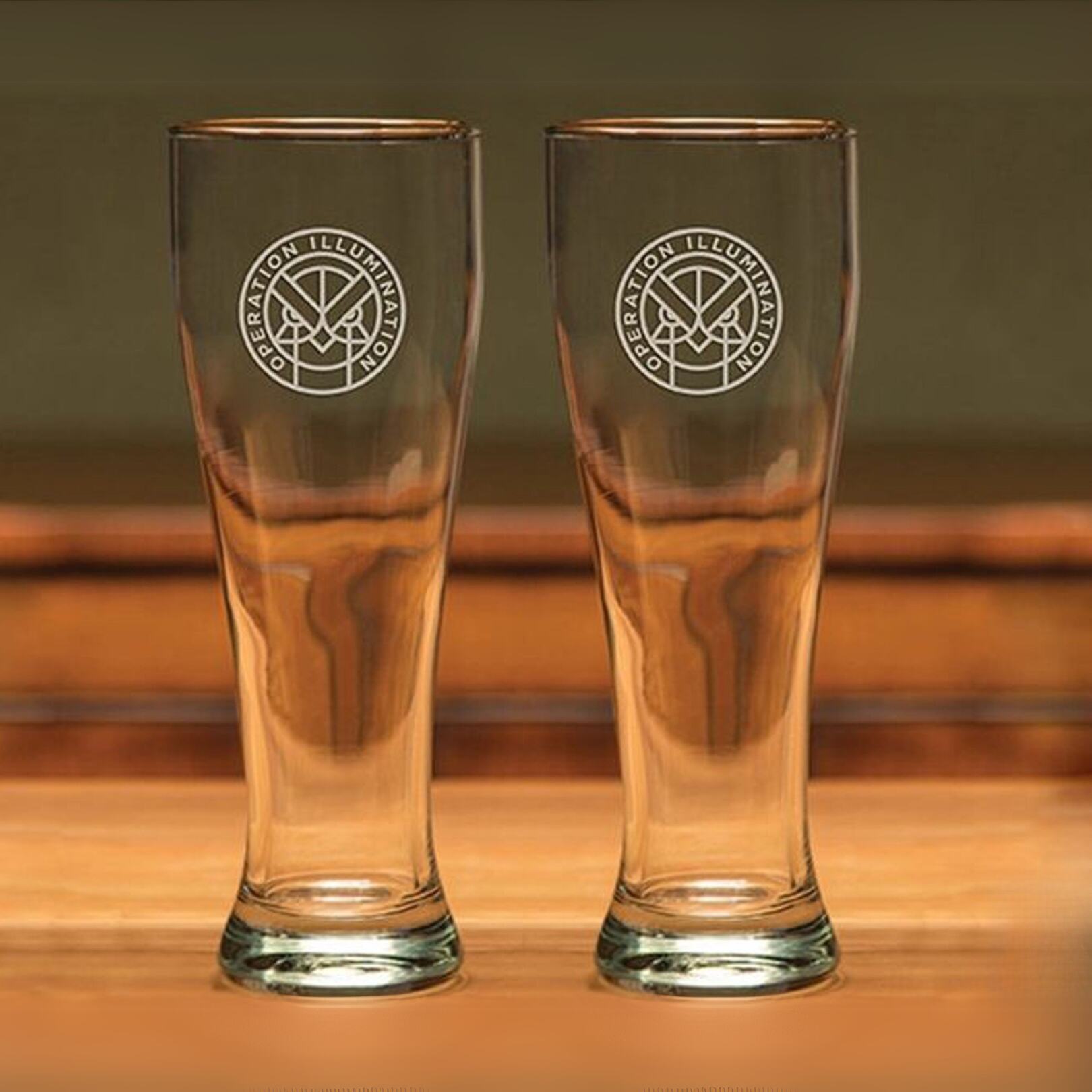 engraved clear beer glasses