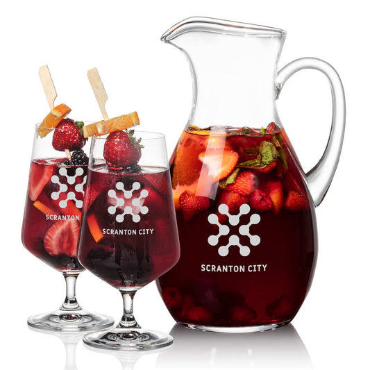 Personalized Brilliant Curved Pitcher 2 Glass Set ~ Clarity - Personalized Engraved Gifts