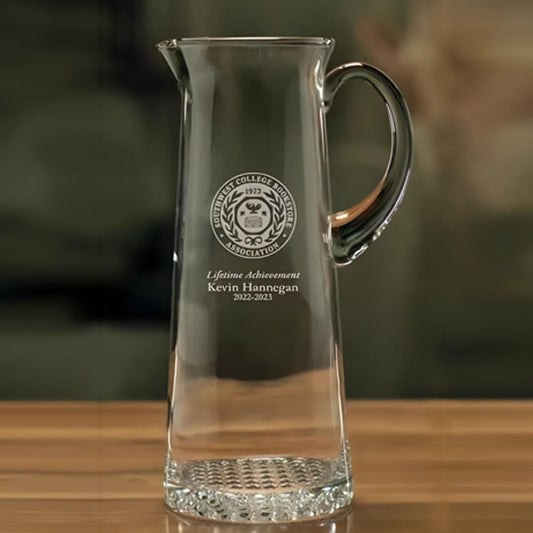 Unique Bubble Base Crystal Pitcher Deep Engraved ~ Leah - Personalized Engraved Gifts