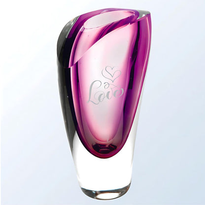 Engraved Crystal Art Glass Bud Vase ~ Purple Lyla - Personalized Engraved Gifts