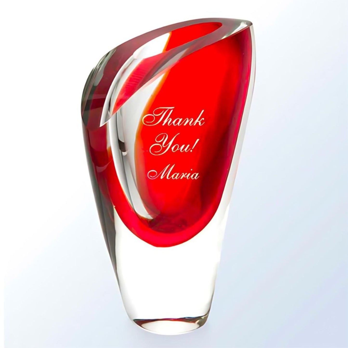 Engraved Crystal Art Glass Bud Vase ~ Red Lyla - Personalized Engraved Gifts