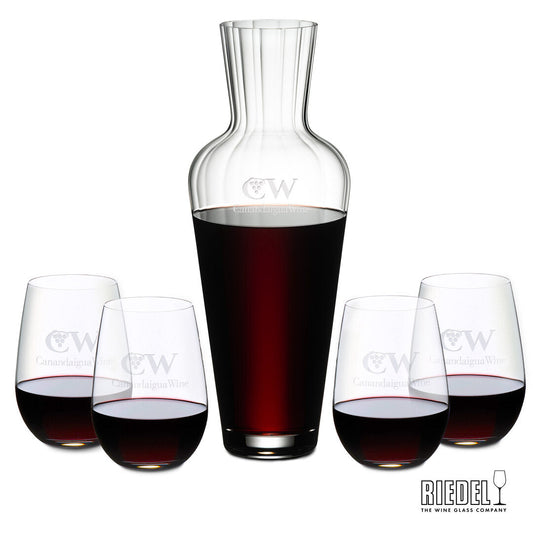 Engraved RIEDEL Decanter and Oenologue Wine Glasses ~ Mosel - Personalized Engraved Gifts