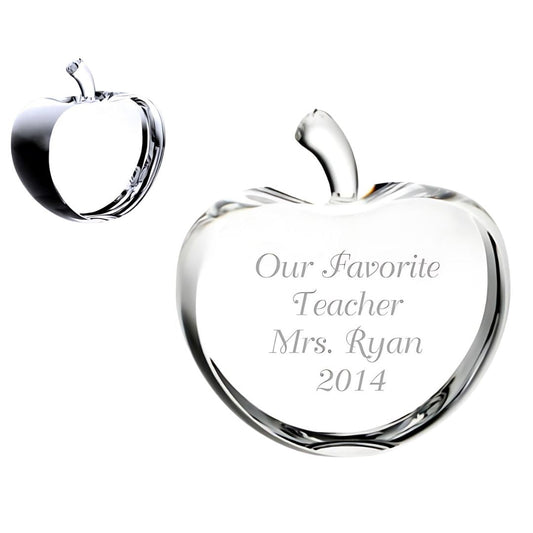 Engraved Crystal Apple Sliced Award / Paperweight ~ Poulsbo - Personalized Engraved Gifts