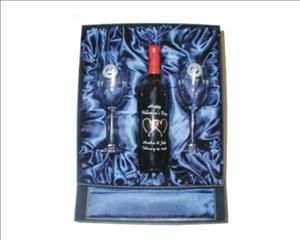 Large Deluxe Gift Box for Wine Bottle / Carafe and Stemware - Personalized Engraved Gifts