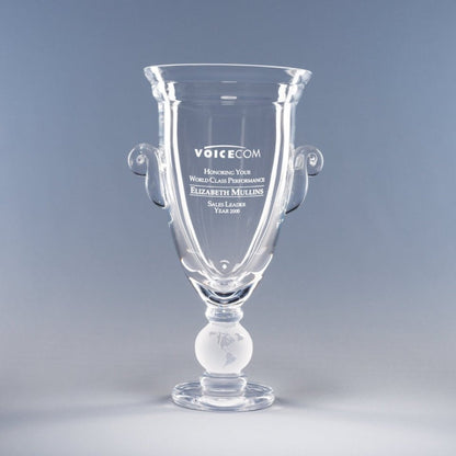 Engraved World Class Trophy Cup on ~ Etched Globe - Personalized Engraved Gifts