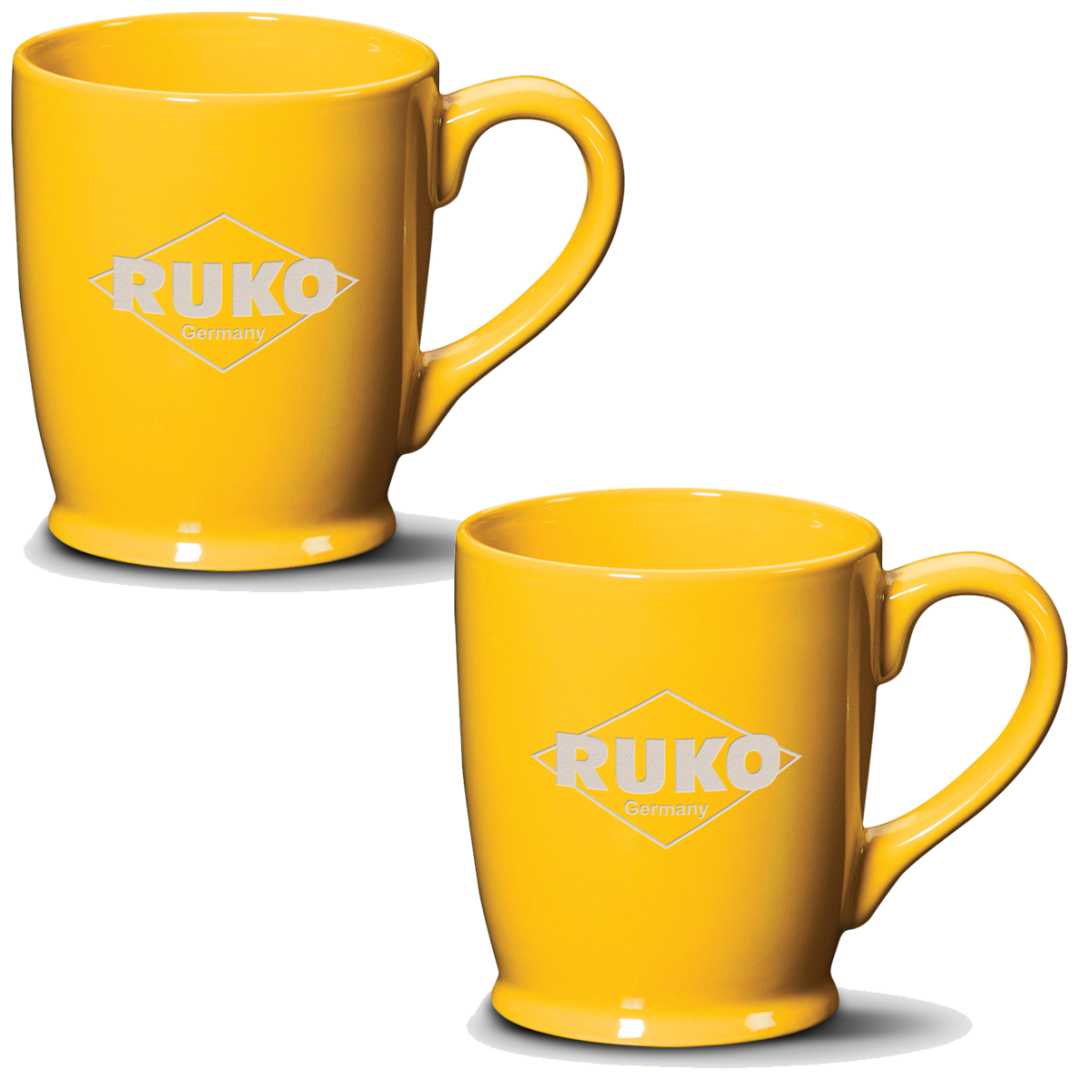 Colorful Ceramic Coffee Mugs with Sculpted Handle Set of 2 ~ Excelsa - Personalized Engraved Gifts