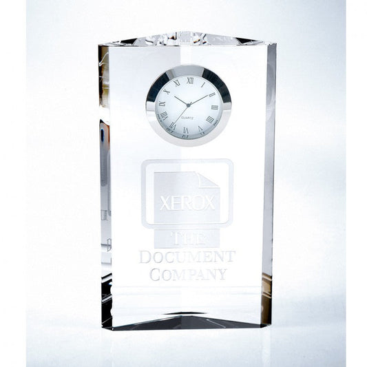 Engraved 7inch Crystal Clock Triune - Personalized Engraved Gifts