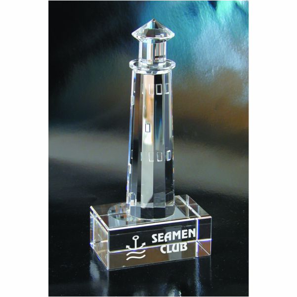 8 Inch Crystal Lighthouse with Crystal Base, The Barnegat - Personalized Engraved Gifts