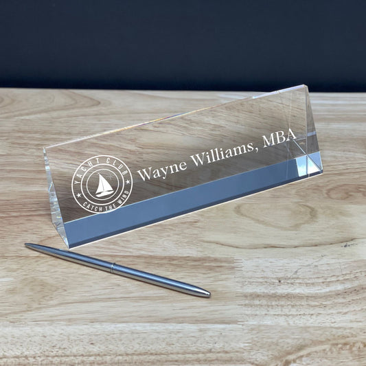 Engraved Classic Crystal Name Plates for your Desk ~ MBA - Personalized Engraved Gifts