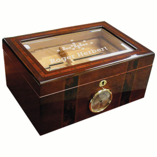 Personalized Glossy Finish Humidor-Diplomat - Personalized Engraved Gifts