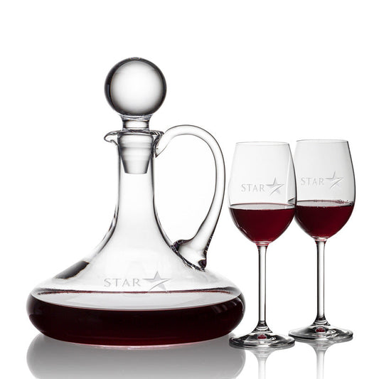 Engraved Decanter Set of 2 Wine Glasses ~  Marcia - Personalized Engraved Gifts