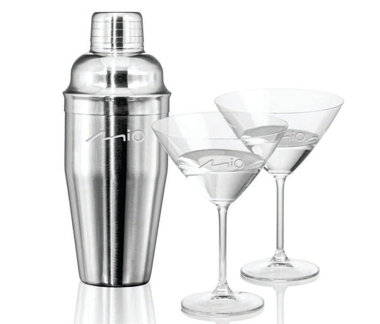 Customized Sombrero Cocktail Shaker Set with 2 Classic Stemmed Glasses - Personalized Engraved Gifts