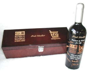 Engraved Wine Bottle & Piano Finished Wine Gift Box Set - Personalized Engraved Gifts