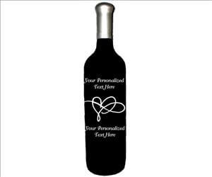 Engraved Wine Bottle with Elegant Heart Design - Personalized Engraved Gifts