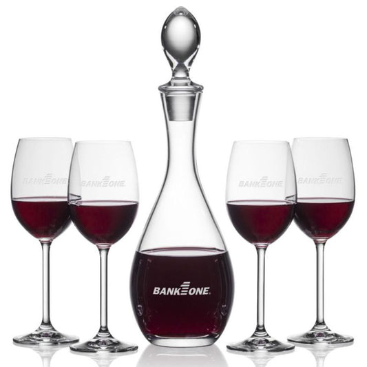Engraved Wine Decanter Set of 4 ~ Devon - Personalized Engraved Gifts
