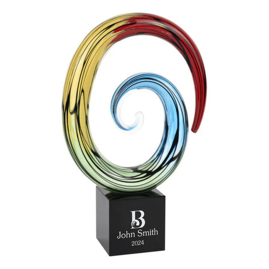 Rainbow Swirl Art Glass Sculpture Award ~ Vari