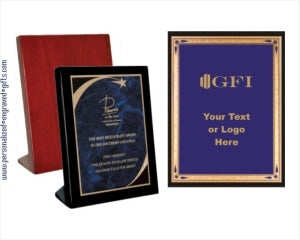 Engraved Standing Black Piano Finish Plaques with Teardrop Plate - Personalized Engraved Gifts