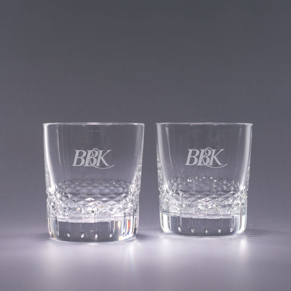 Engraved 24% Lead Crystal On the Rocks Glasses (set of 2) ~ Singular