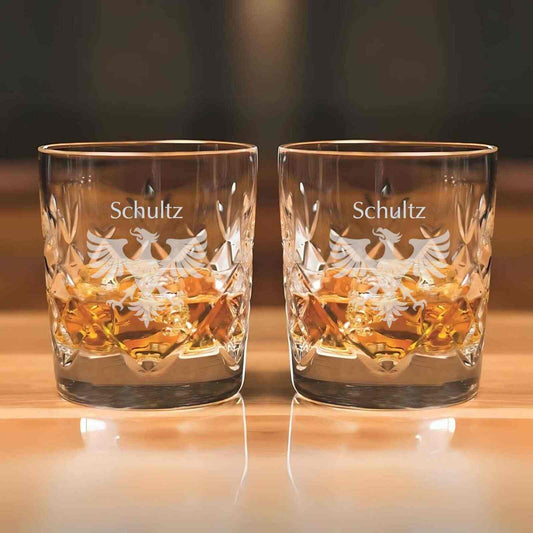 Personalized Cut Crystal DOF Whiskey Glasses (set of 2) ~ Danube