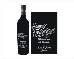 Personalized Engraved Wine Bottles - Holiday Design 3 - Personalized Engraved Gifts