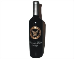 Engraved Wine Bottle - Navy - Personalized Engraved Gifts