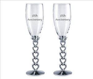 Engraved Open Heart Flutes (Set of 2) - Personalized Engraved Gifts