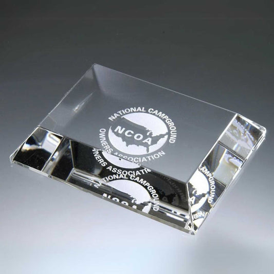 Engraved Crystal Rectangular Paperweight