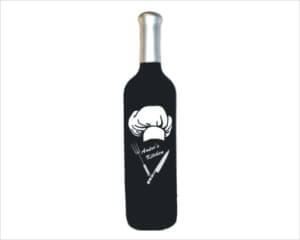 Engraved Wine Bottle - Chef Hat Design - Personalized Engraved Gifts