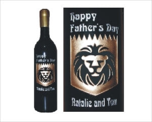 Engraved Wine Bottles - Lion Design - Personalized Engraved Gifts