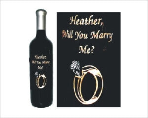 Engraved Wine Bottles - Proposal Ring - Personalized Engraved Gifts