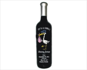 Engraved Wine Bottles - Stork 2 - Personalized Engraved Gifts