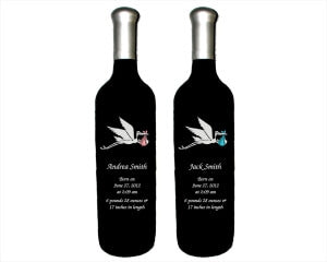 Engraved Wine Bottles - Stork 1 - Personalized Engraved Gifts