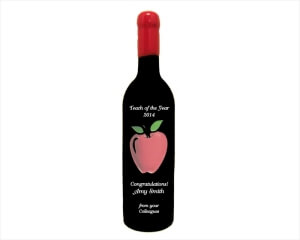 Engraved Wine Bottle - With Apple Design - Personalized Engraved Gifts