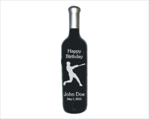 Engraved Wine Bottles - Baseball Player - Personalized Engraved Gifts