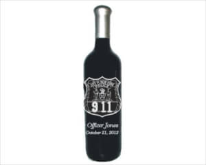 Engraved Wine Bottle - NYC Police Badge - Personalized Engraved Gifts