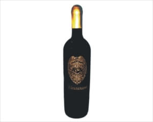 Engraved Wine Bottle - Police Badge - Personalized Engraved Gifts