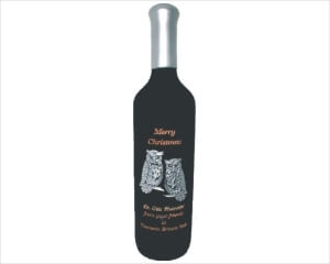 Engraved Wine Bottles - Owls - Personalized Engraved Gifts