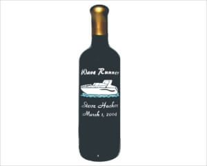 Engraved Wine Bottles - Motor Boat 1 - Personalized Engraved Gifts