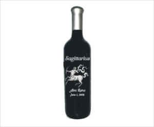 Engraved Wine Bottle for the Sagittarius - Personalized Engraved Gifts