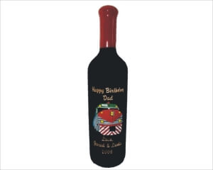 Engraved Wine Bottles - Train - Personalized Engraved Gifts