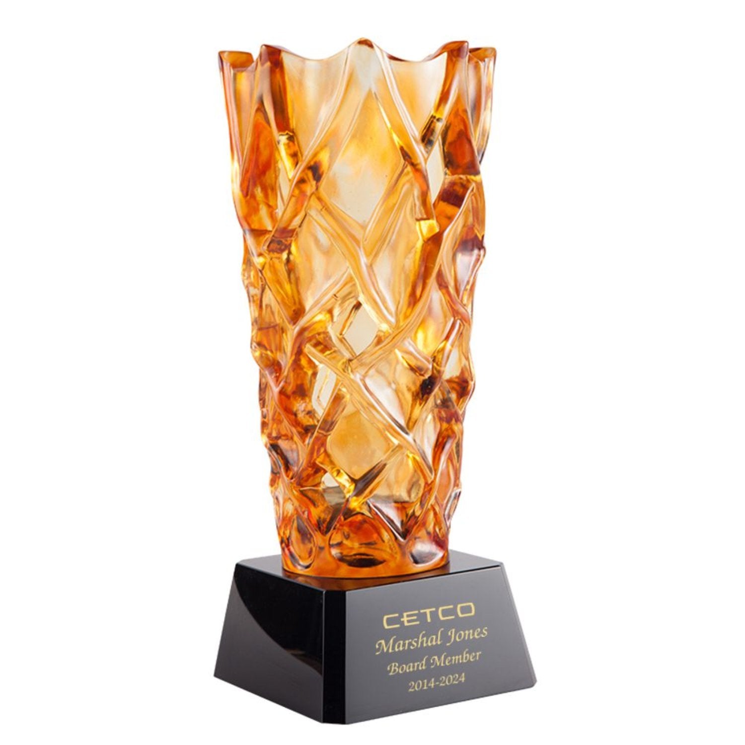 Autumn Orange Liuli Crystal Vase Diamond Weave - Personalized Engraved Gifts