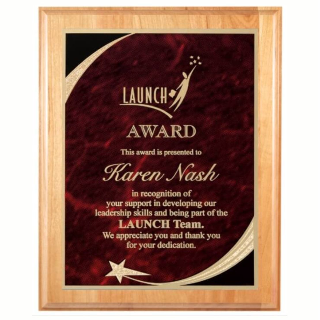 Engraved Cherry Wooden Plaques - Victory Star Series - Personalized Engraved Gifts