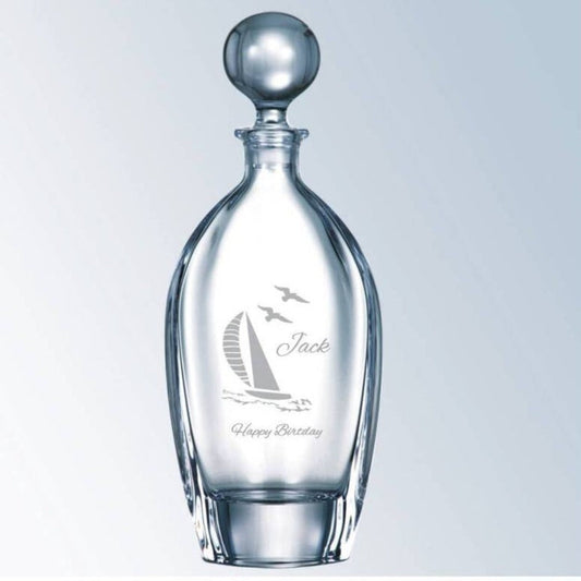 Personalized Crystal Decanter with Round Stopper ~ Celestial - Personalized Engraved Gifts