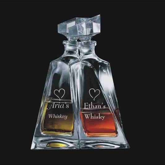 Engraved Twin Crystal Decanters ~ Phelps - Personalized Engraved Gifts