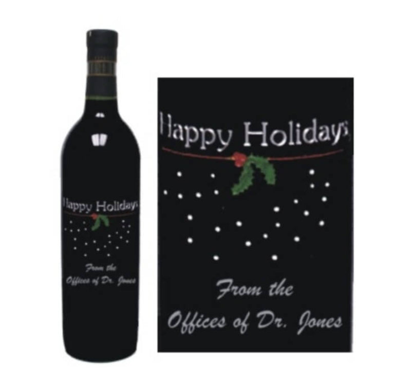 Custom Engraved Wine Bottles - Holiday Design 2 - Personalized Engraved Gifts