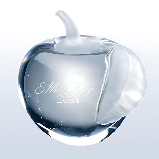 Personalized Glass Apple with Frosted Stem and Leaf ~ Conner - Personalized Engraved Gifts