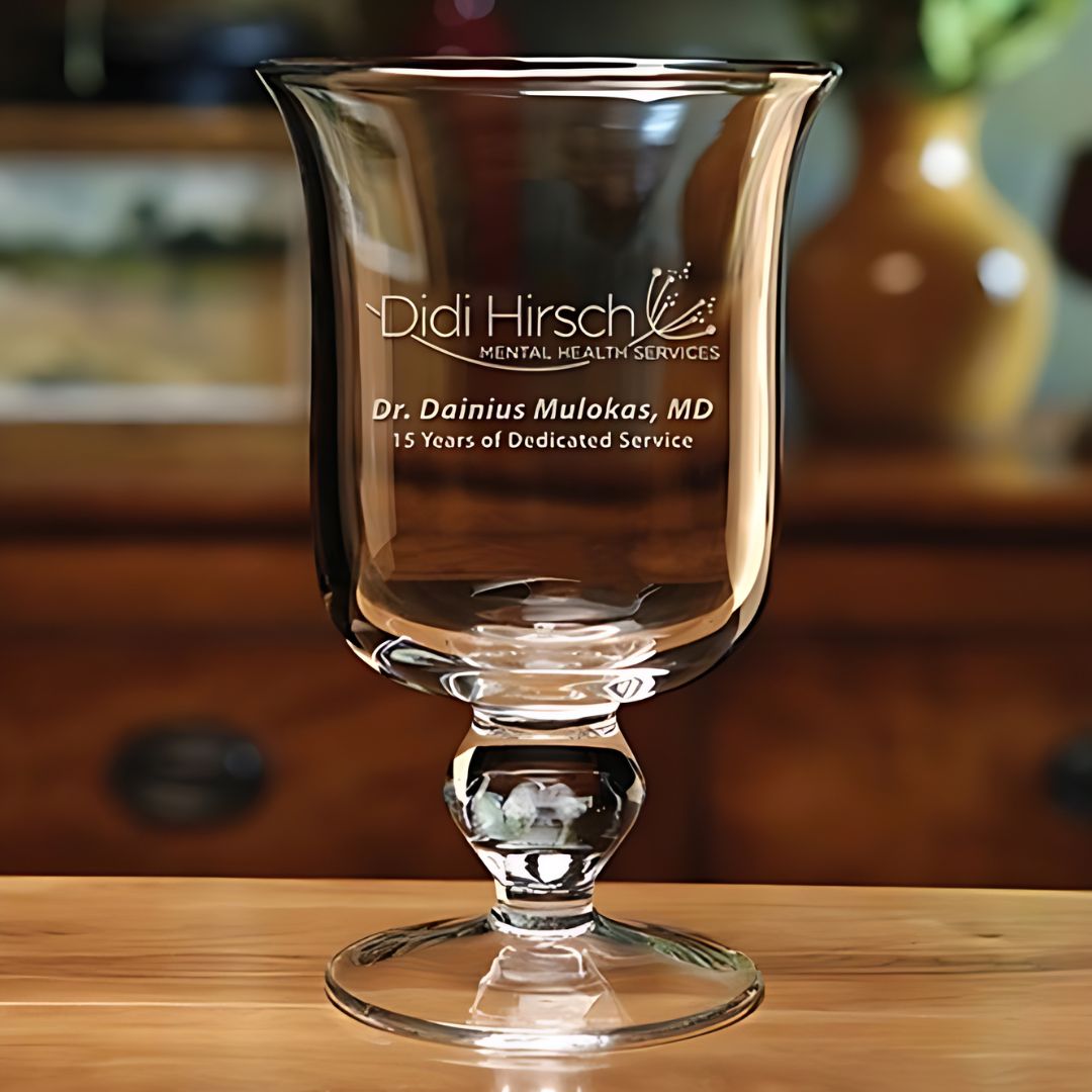 Engraved Crystal Clear Glass ~ Hurricane Candle - Personalized Engraved Gifts